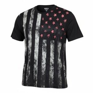 Brooklyn Xpress American Flag Graphic T-Shirt Men's 4XL Black Faded Tee
